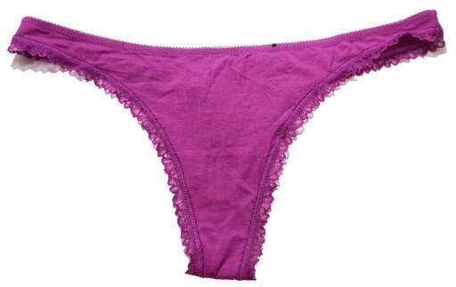 B TEMPT'D by WACOAL THONG PANTIES cotton/modal w LACE 976256 PURPLE BRAND NEW